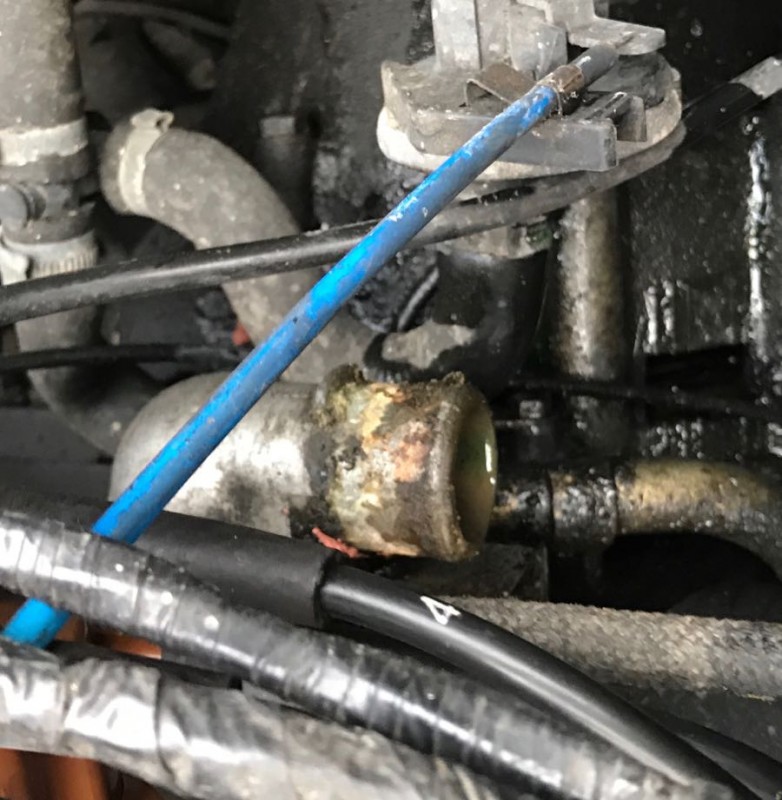 Rear engine radiator hose (thermostat housing)